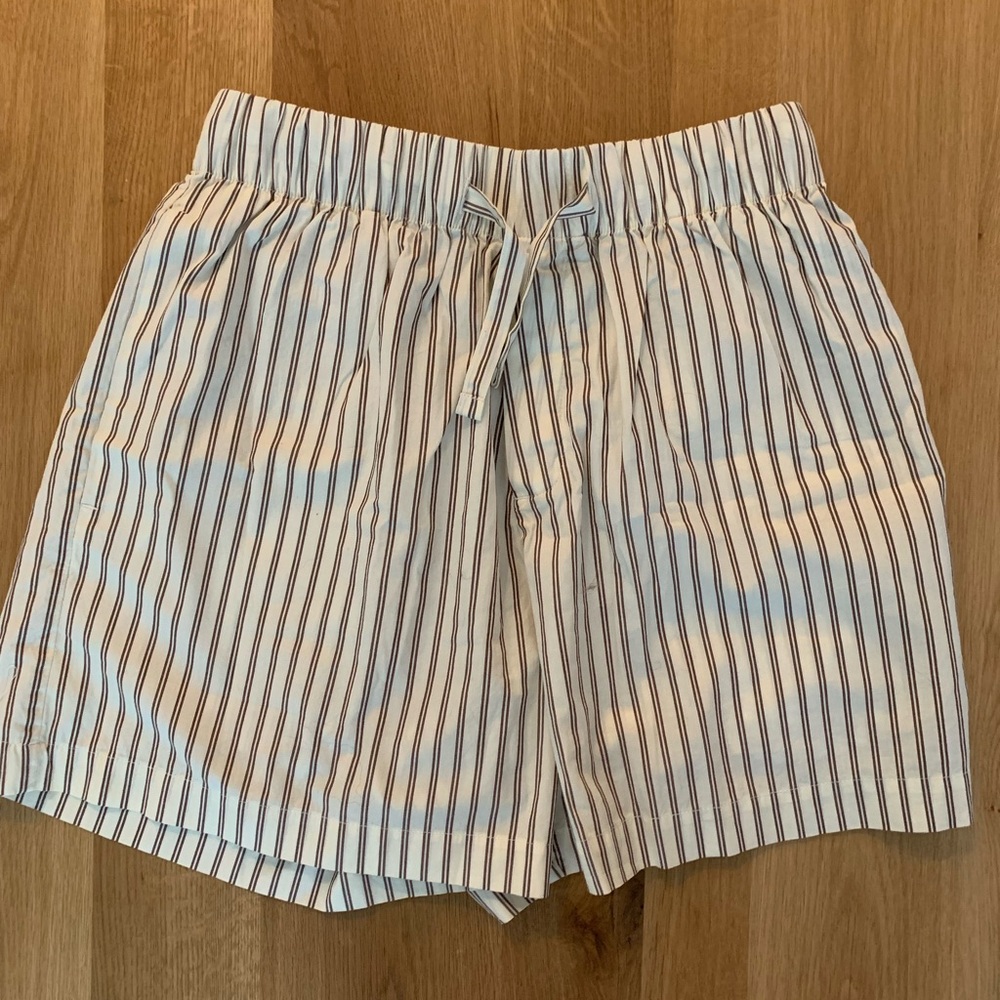 NWT Tekla Poplin Striped Shorts